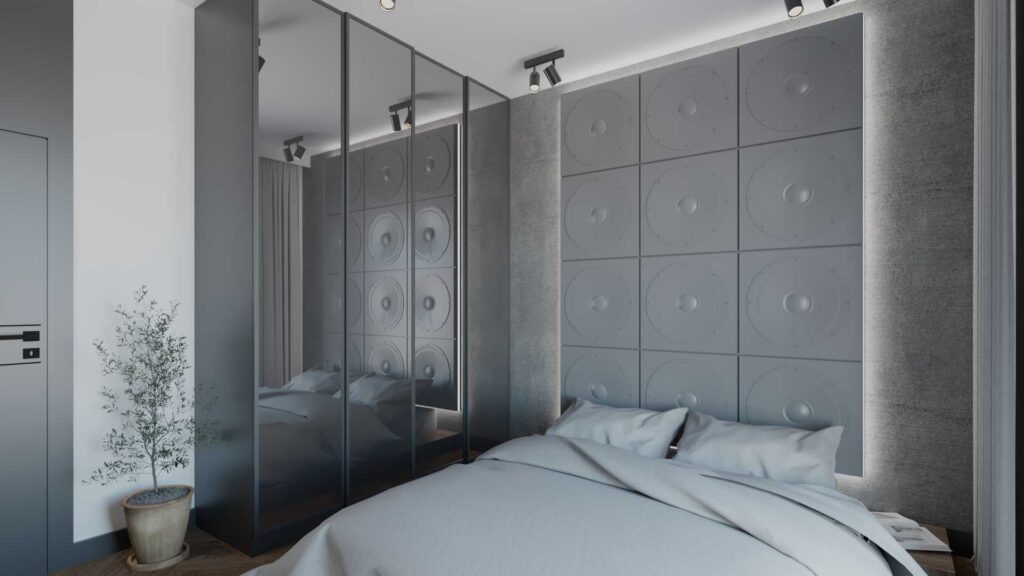 Sypialnia w szarosciach 4 projektant wnętrz In Home Studio